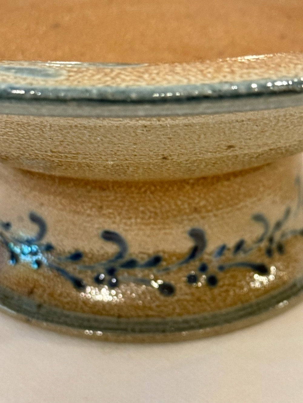 Rowe Pottery’s Historical Collection Pedestal Bowl with Cobalt Accents - Picture 4 of 7